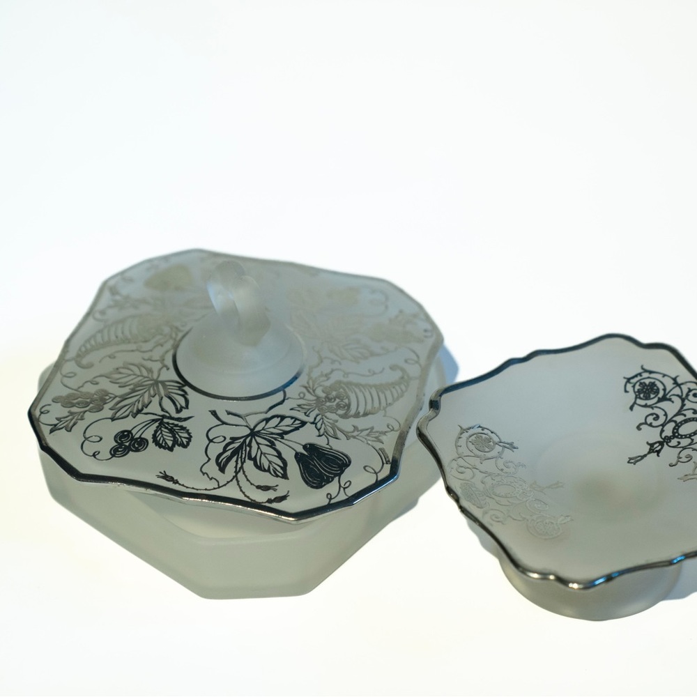 Vintage sterling silver overlay clear glass